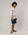 Color Block Mao Shirt White