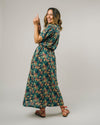 Flower Vichy Long Dress Navy