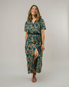 Flower Vichy Long Dress Navy