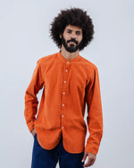 Babycord Japanese Mao Cotton Shirt Burnt Orange