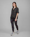 Peseta Flames Aloha Blouse Black