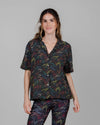 Peseta Flames Aloha Blouse Black