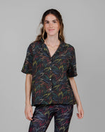 Peseta Flames Aloha Blouse Black