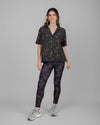 Peseta Flames Aloha Blouse Black