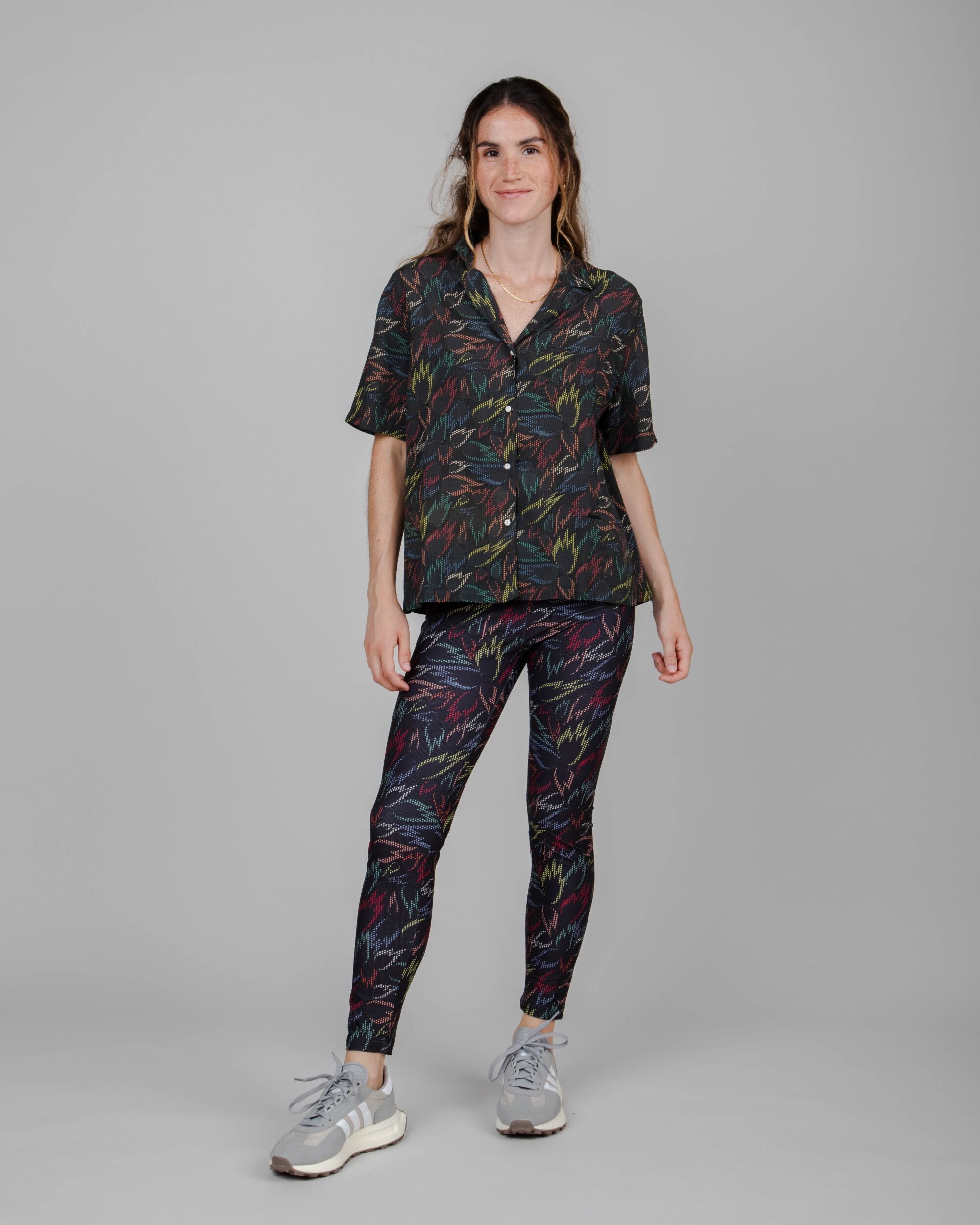 Peseta Flames Aloha Blouse Black