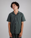 Seersucker Cotton Overshirt Dark Green