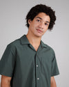 Seersucker Cotton Overshirt Dark Green