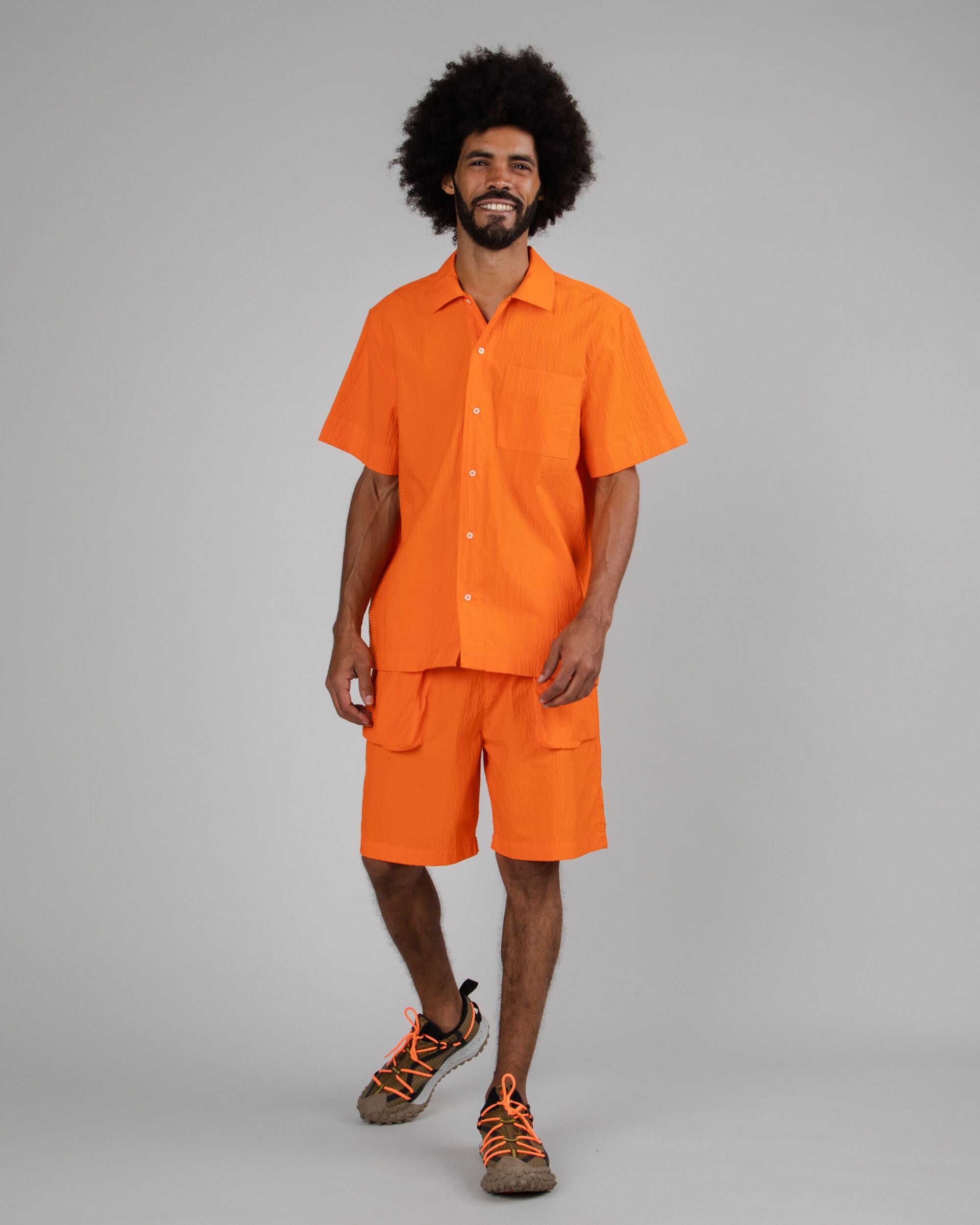 Seersucker Cargo Shorts Apricot