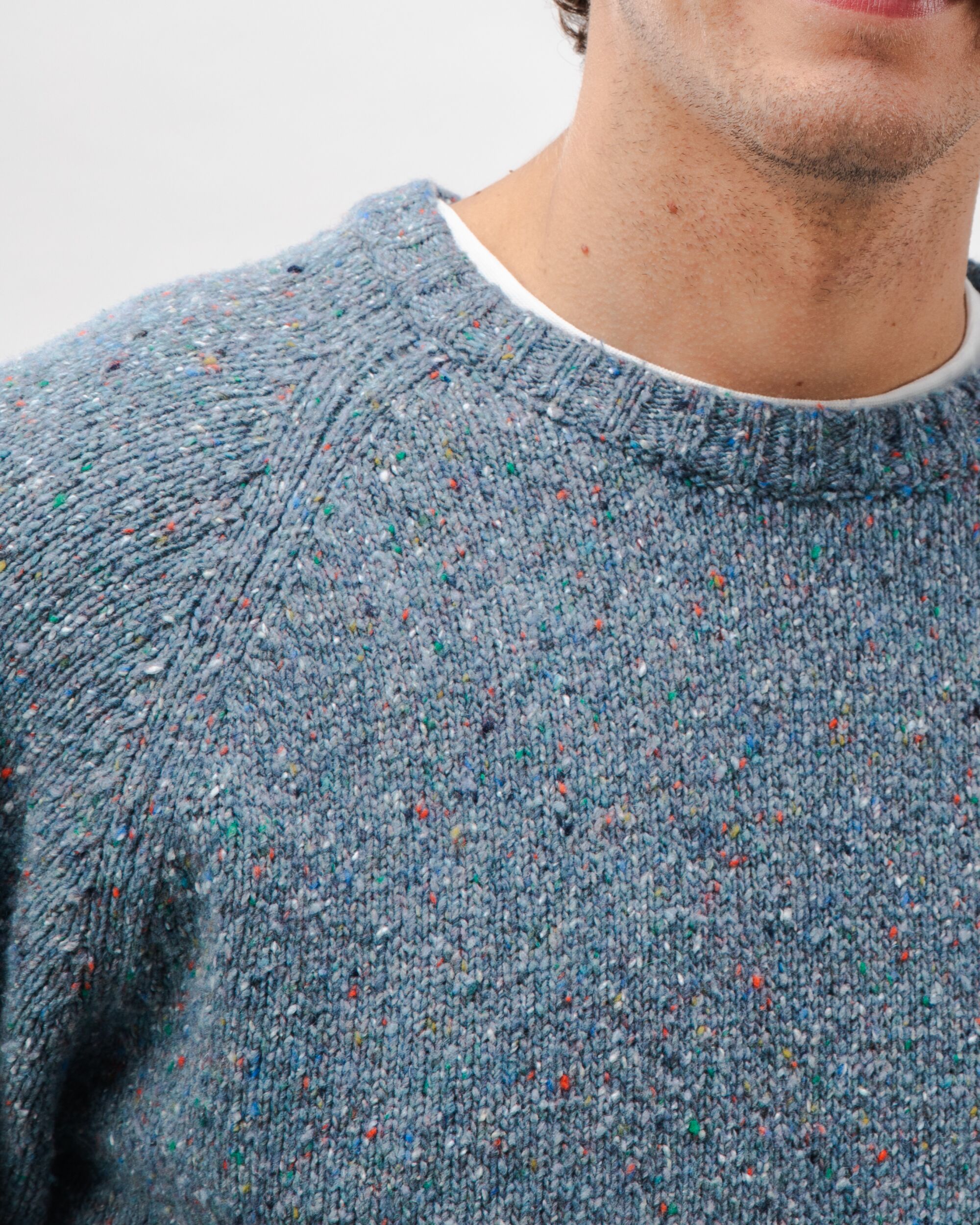 Puzzle Raglan Wool Sweater Light Blue