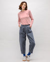 Pegged Cotton Twill Pants Dark Grey