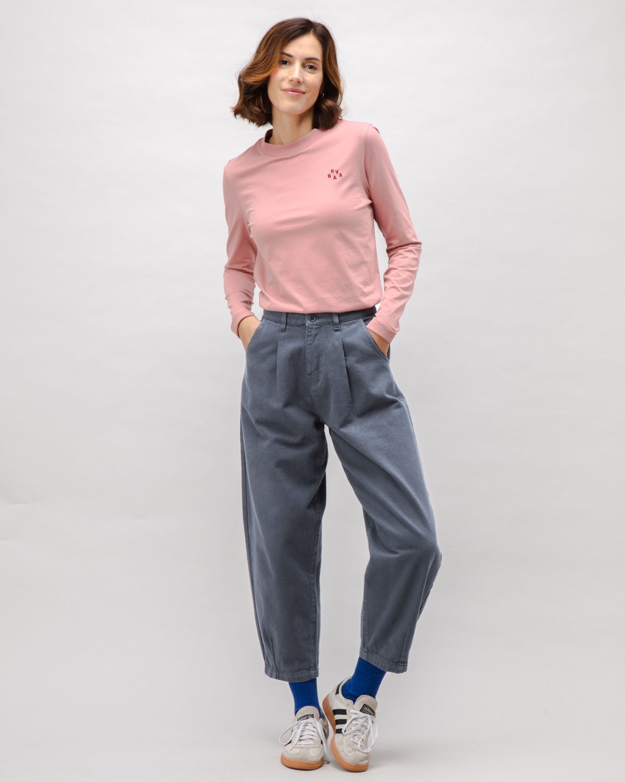 Pegged Cotton Twill Pants Dark Grey