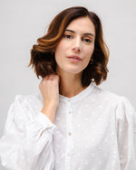 Polka Dot Romantic Cotton Blouse White