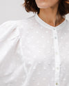 Polka Dot Romantic Cotton Blouse White