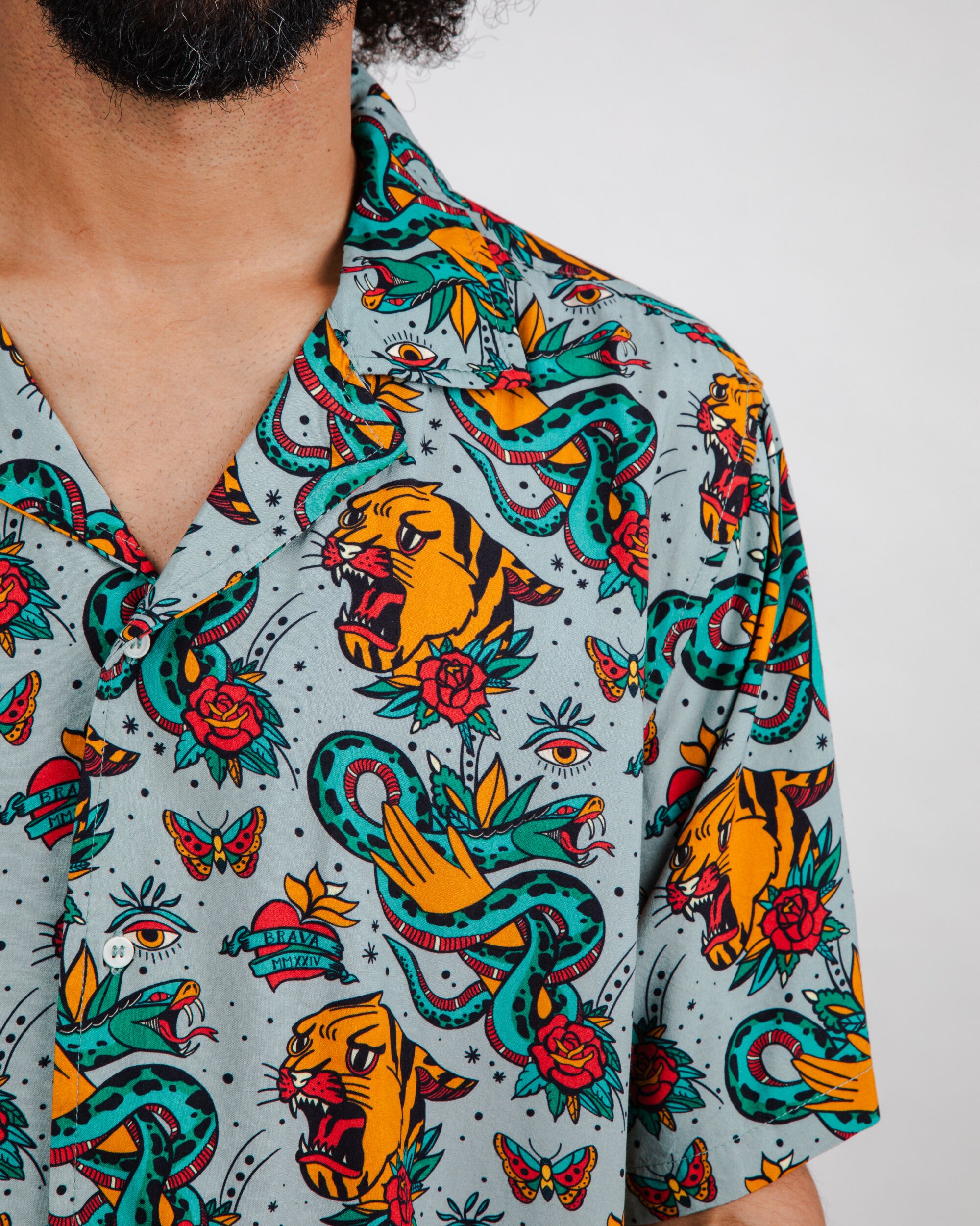 Old School Tattoo Aloha Shirt Mist