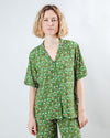 Peanuts Flower Garden Aloha Blouse Green
