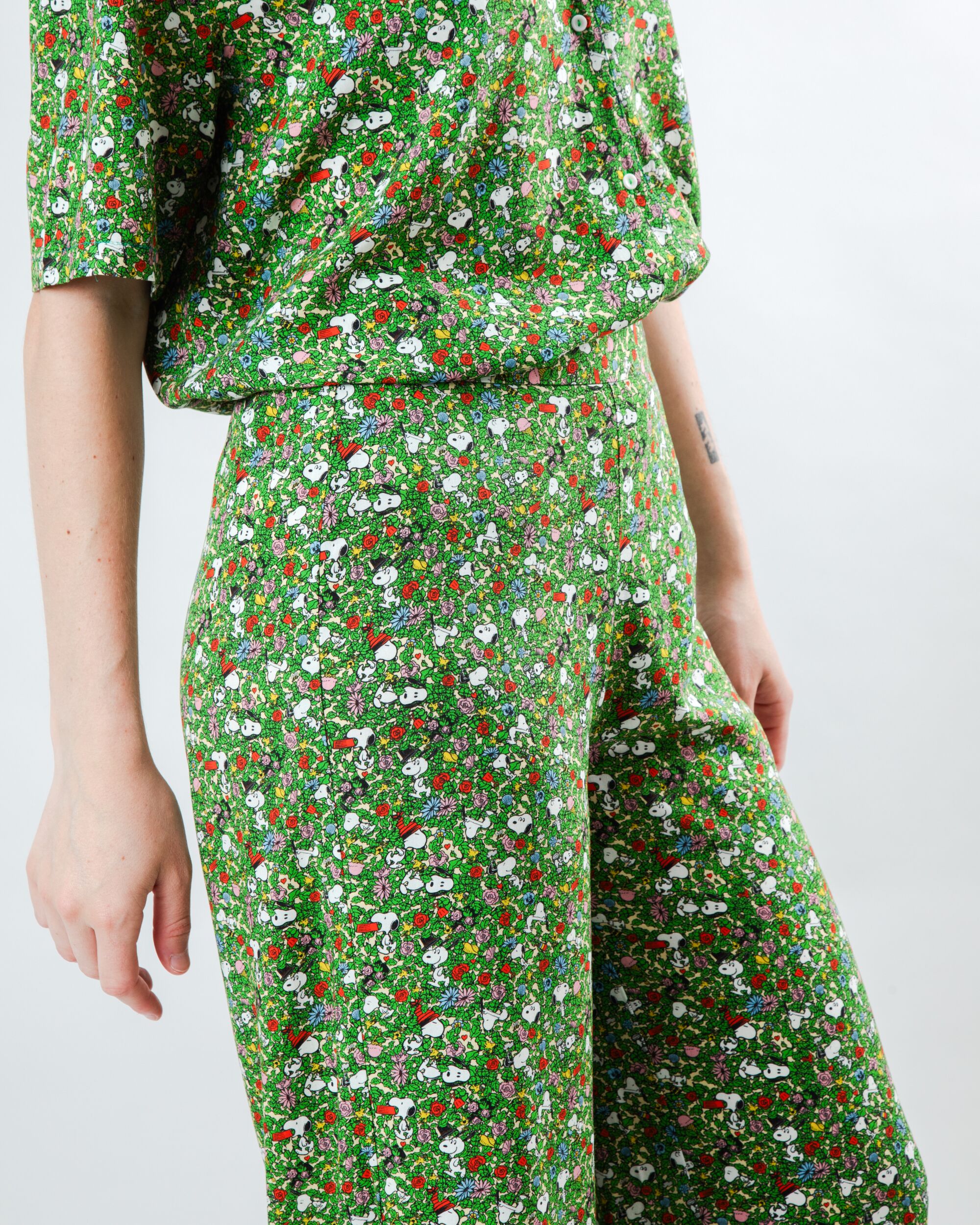 Peanuts Flower Garden Wide Leg Pants Green
