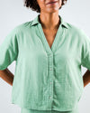 Bubble Cropped Blouse Light Green