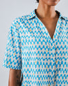 Sunset Cropped Blouse Blue