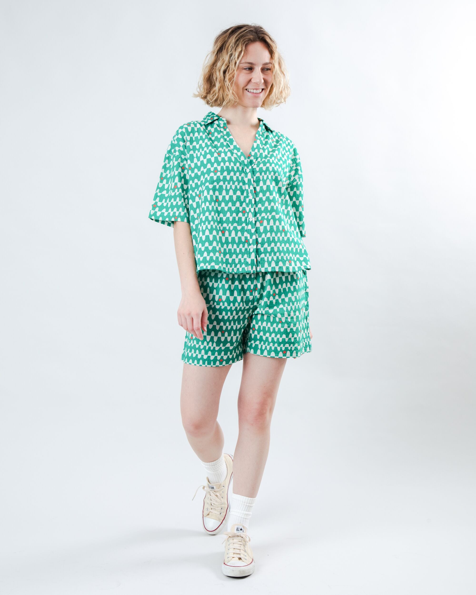 Sunset Cropped Blouse Green