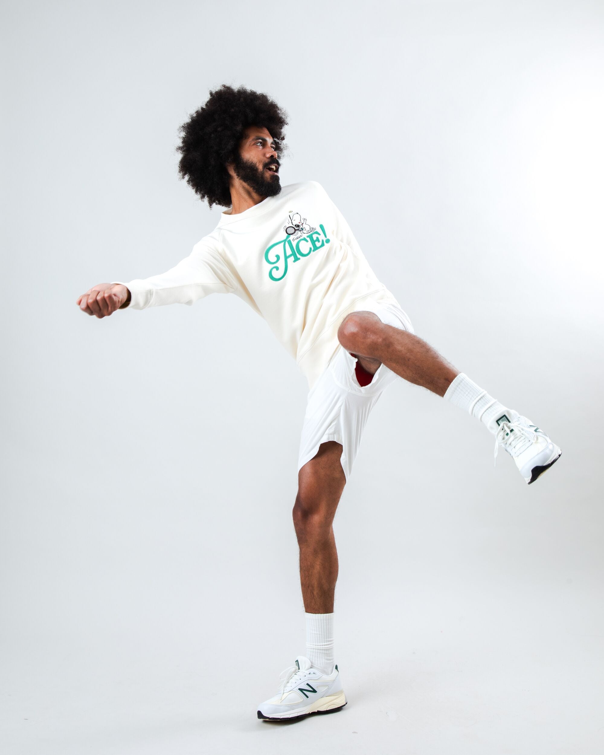 Peanuts Tennis Ace Snoopy Sweatshirt Ecru