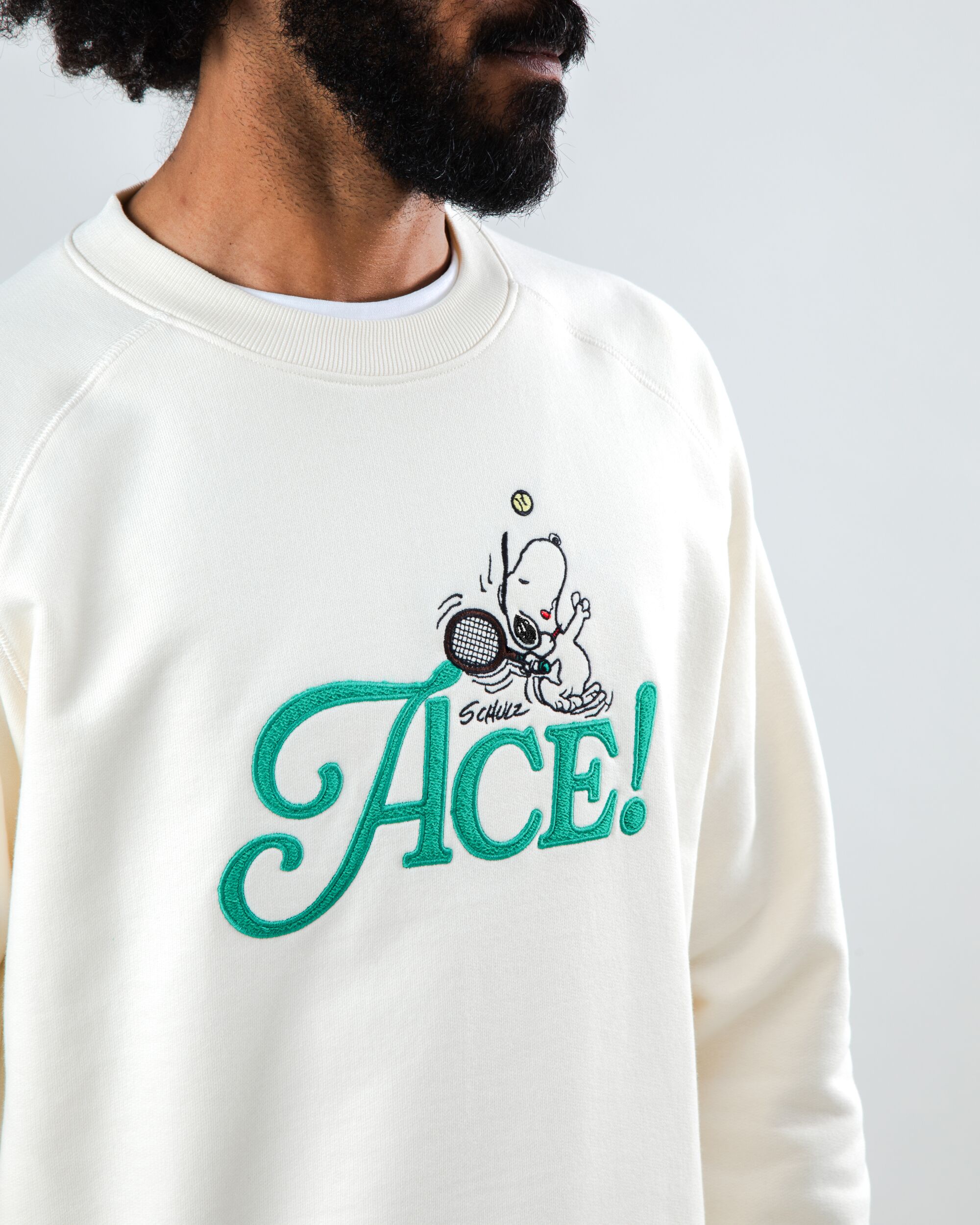 Peanuts Tennis Ace Snoopy Sweatshirt Ecru
