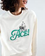 Peanuts Tennis Ace Snoopy Sweatshirt Rounded Hem Ecru