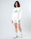 Peanuts Ace Snoopy Sweatshirt Rounded Hem Ecru