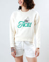 Peanuts Ace Snoopy Sweatshirt Rounded Hem Ecru