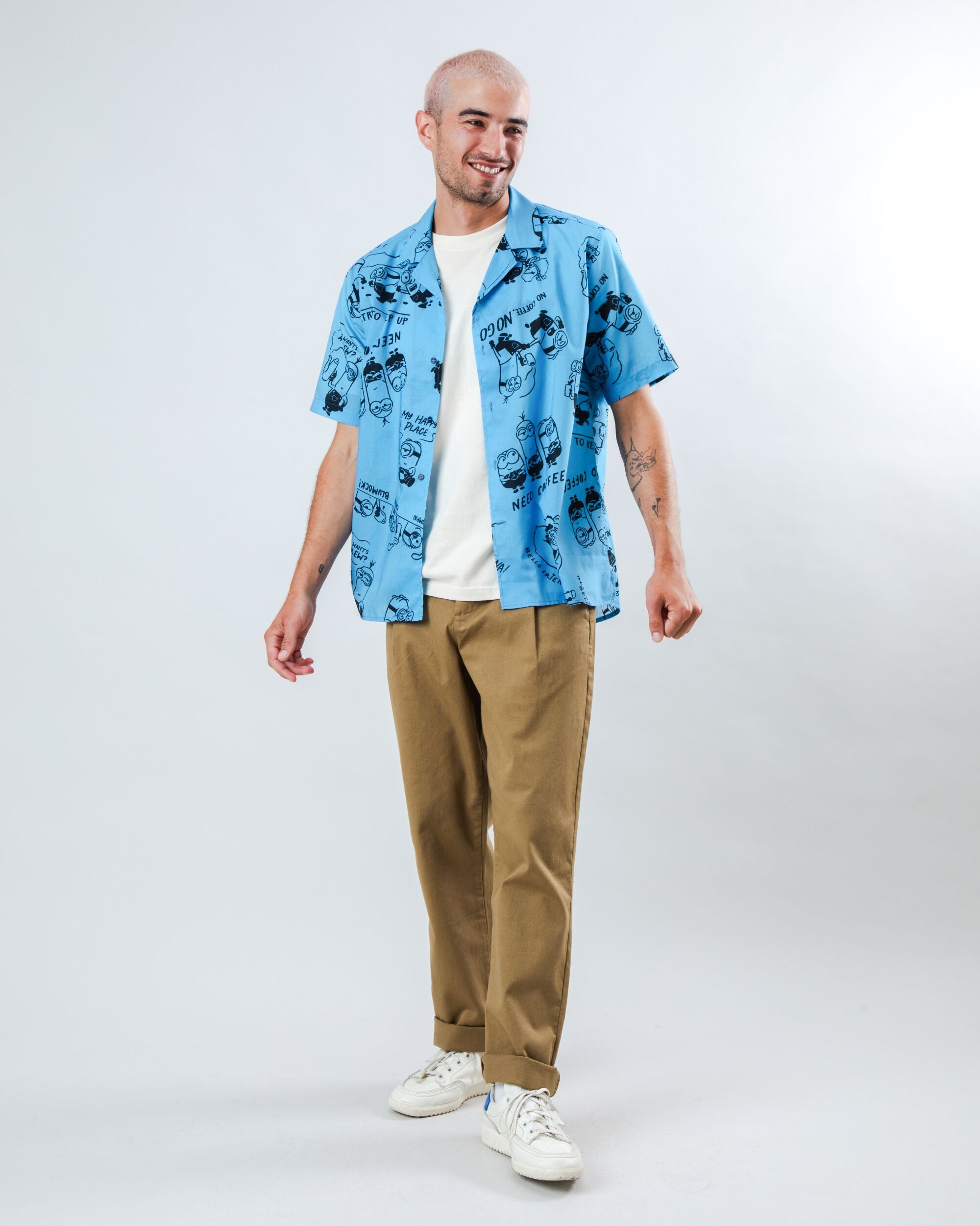 Minions Coffee Aloha Shirt Blue