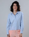 Seersucker New Boxy Blouse Blue