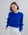 Wool Cropped Cardigan Blue Klein