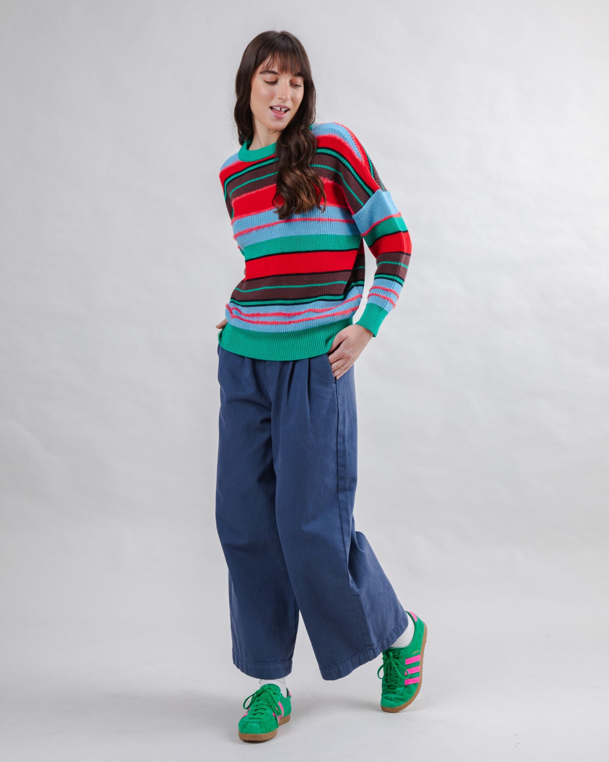 Multistriped Sweater Batwing