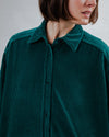 Corduroy Long Overshirt Green