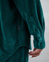 Corduroy Long Overshirt Green