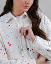 Splash Paint Corduroy Long Overshirt