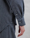 Striped Denim Long Overshirt