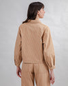 Striped Boxy Shirt Camel