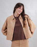 Striped Boxy Shirt Camel