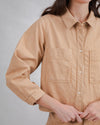 Striped Boxy Shirt Camel