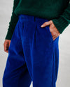 Corduroy Pleated Chino Pants Klein Blue