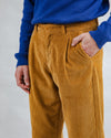 Corduroy Pleated Chino Pants Camel