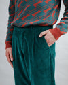 Corduroy Pleated Chino Pants Green