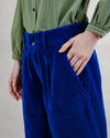 Corduroy Pleated Pants Klein Blue