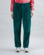 Corduroy Pleated Pants Dark Green