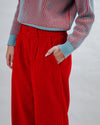 Corduroy Pleated Pants Red