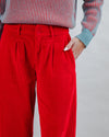 Corduroy Pleated Pants Red