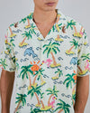 Tropical Pixel Aloha Shirt Ecru