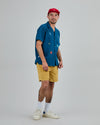 Asis Percales embroidery Aloha Shirt Blue