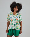 Tropical Pixel Aloha Blouse Ecru