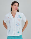 Chiringuito embroidery Aloha Blouse White